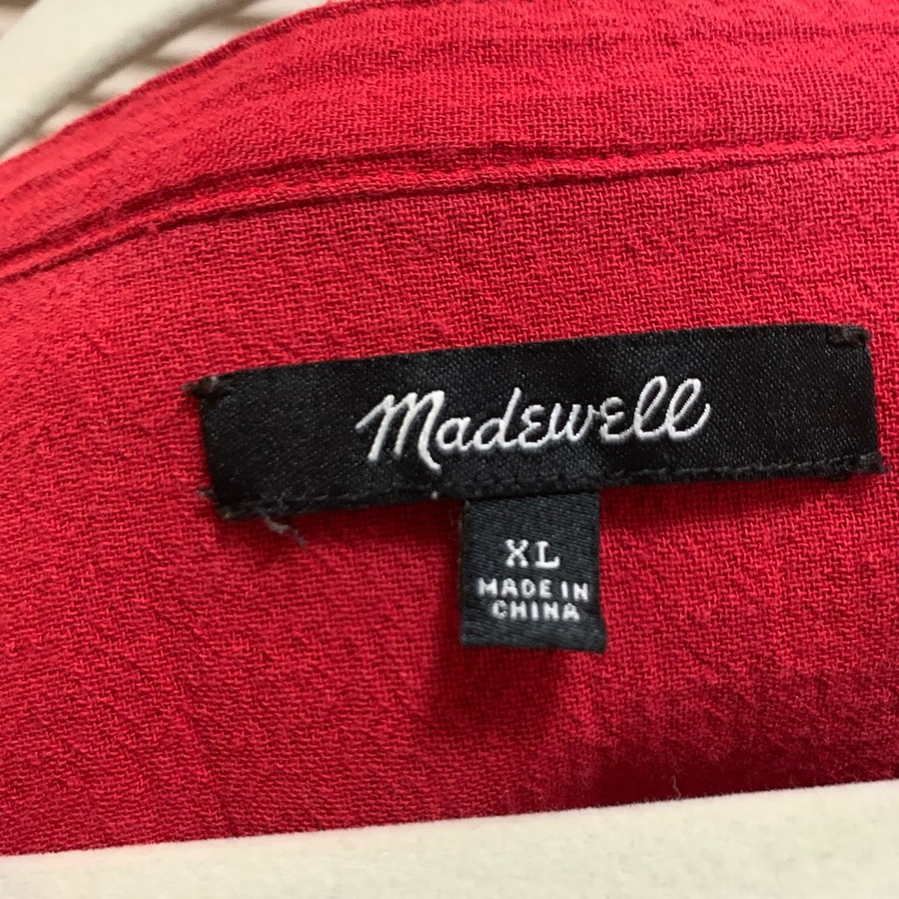 Madewell Red Button Down Top - image 3